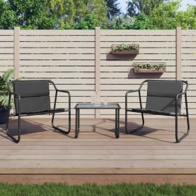 3 Piece Patio Lounge Set with Cushions Anthracite Steel