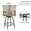 Outdoor Swivel Bar Stools Patio Sling Bar Chairs Padded with Quick Dry Foam, Set of 2