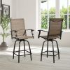 Outdoor Swivel Bar Stools Patio Sling Bar Chairs Padded with Quick Dry Foam, Set of 2